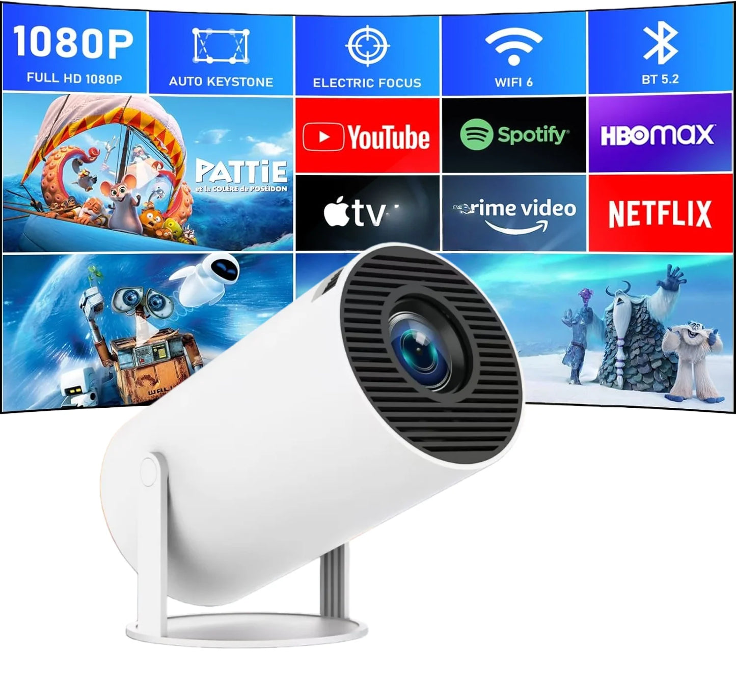 HY300pro WIFI Mobile Phone Same Screen Edition Home Living Room HD Smart 4K Home Theater Auto Focus Android Portable Projector